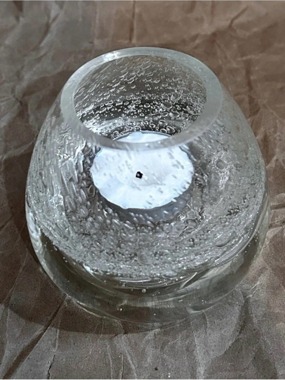 Vtg Royal Limited Crystal Hand Blown Bullicante Glass Votive Holder Bud Vase